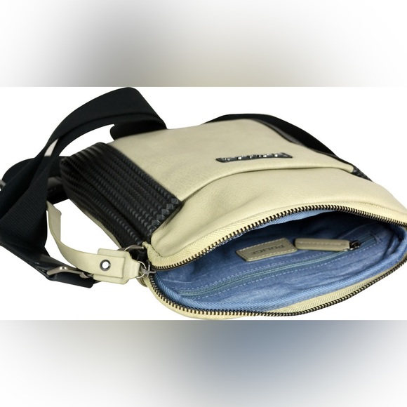 Modern The Police Genuine Leather w/Tech Trim Cross Body Bag Designed in Italy - Picture 2 of 14